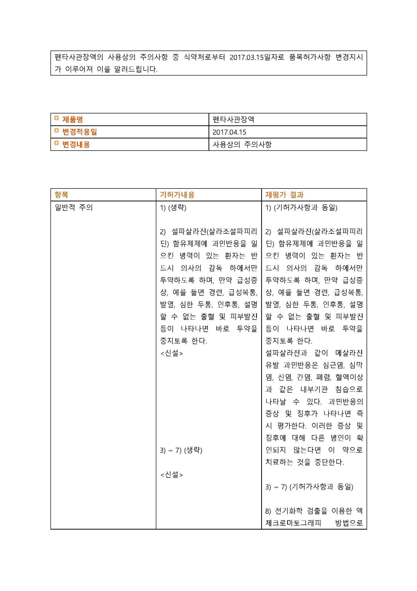 펜타사관장액 변경일 2017.04.15